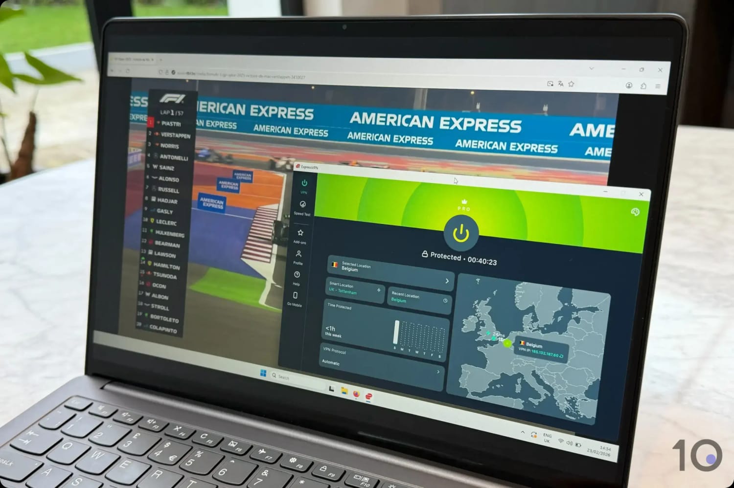 En regardant la F1 sur RTBF Auvio avec ExpressVPN