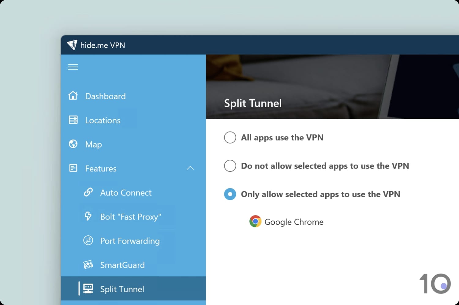 Hide.me split tunneling