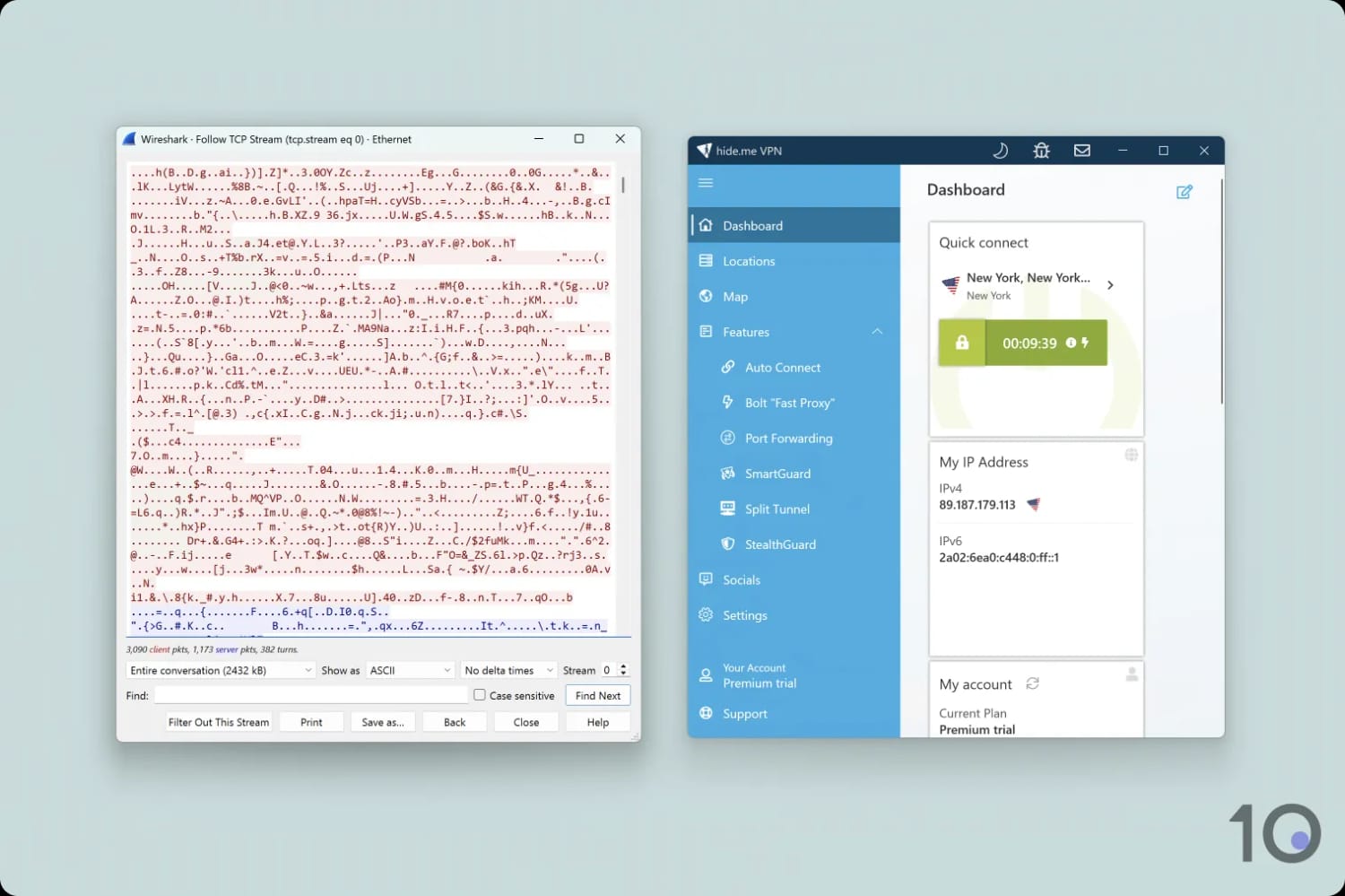 Hide.me Wireshark testing