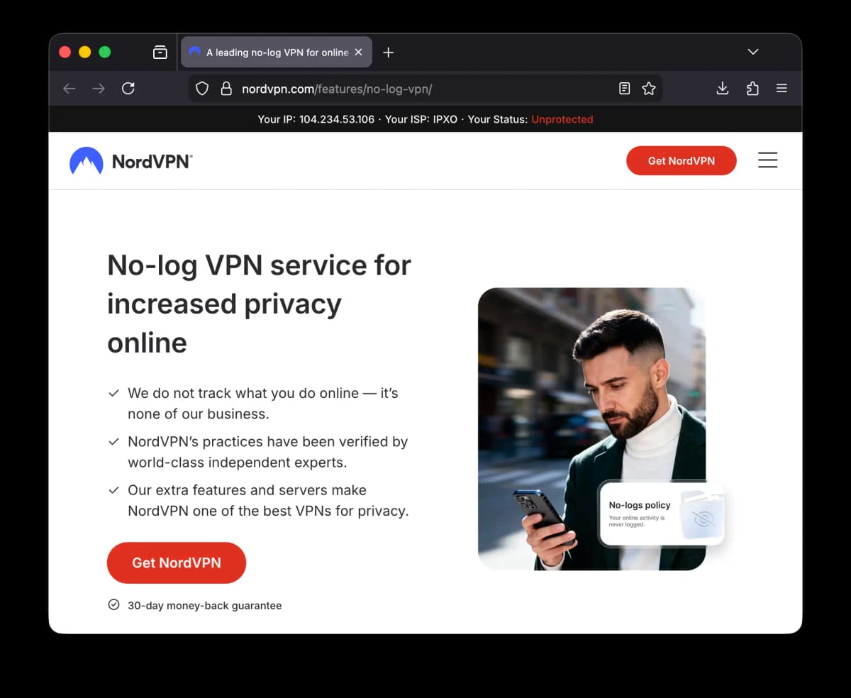 NordVPN's website