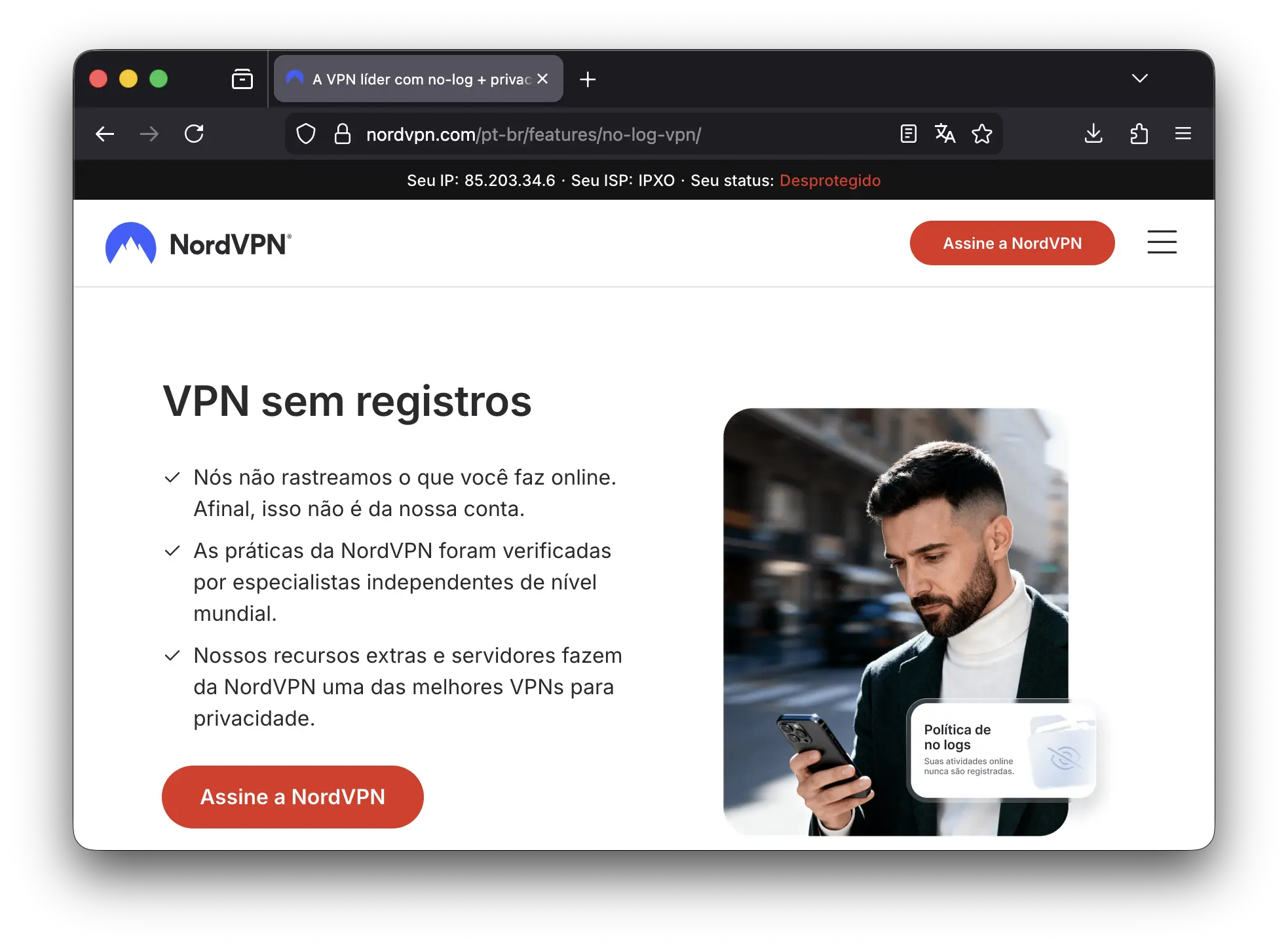 Site da NordVPN