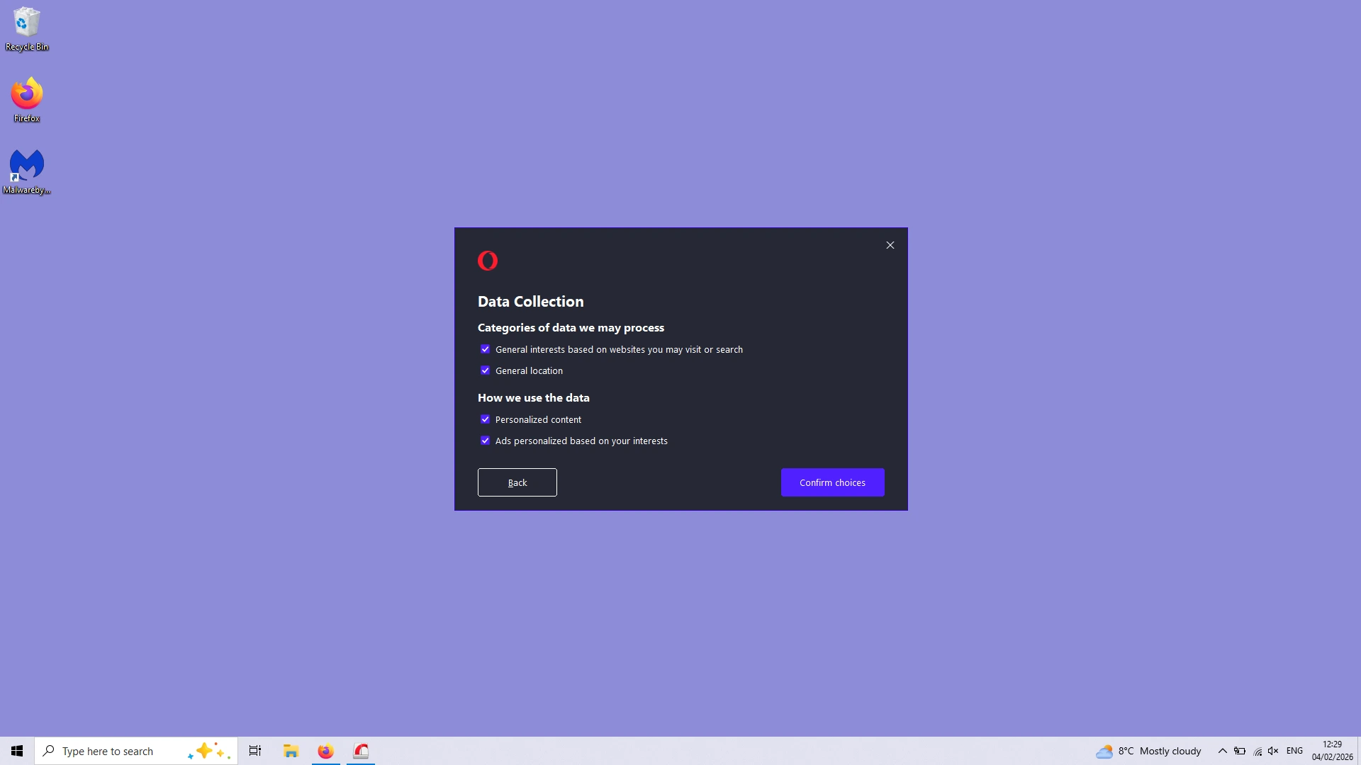 Interest and Location-based Tracking in the Opera Browser