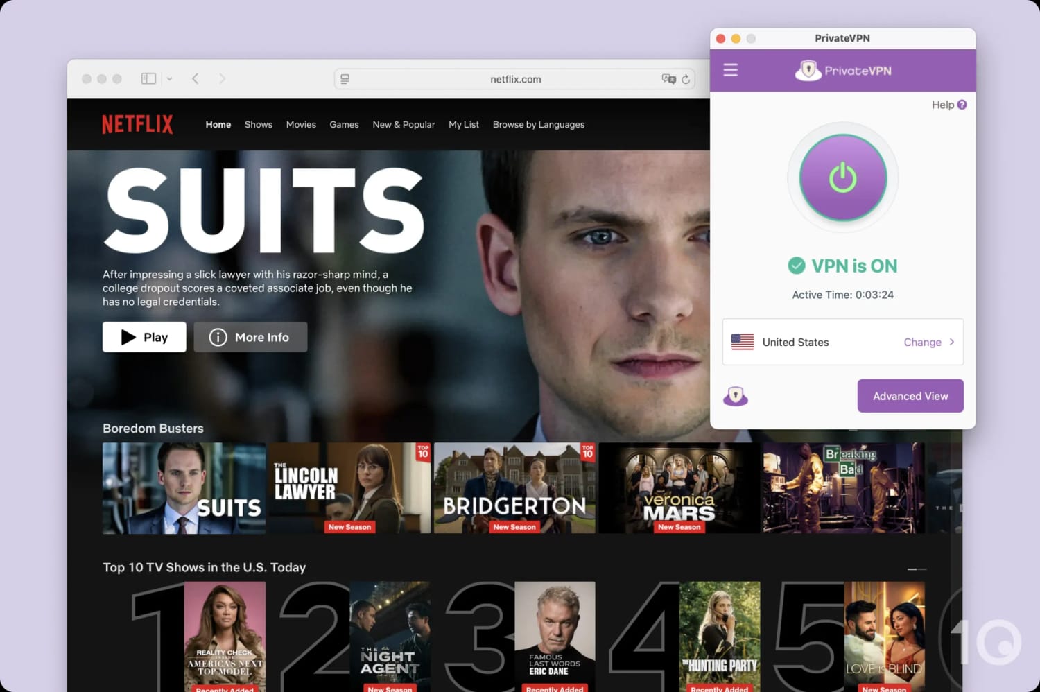 Using PrivateVPN to unblock US Netflix