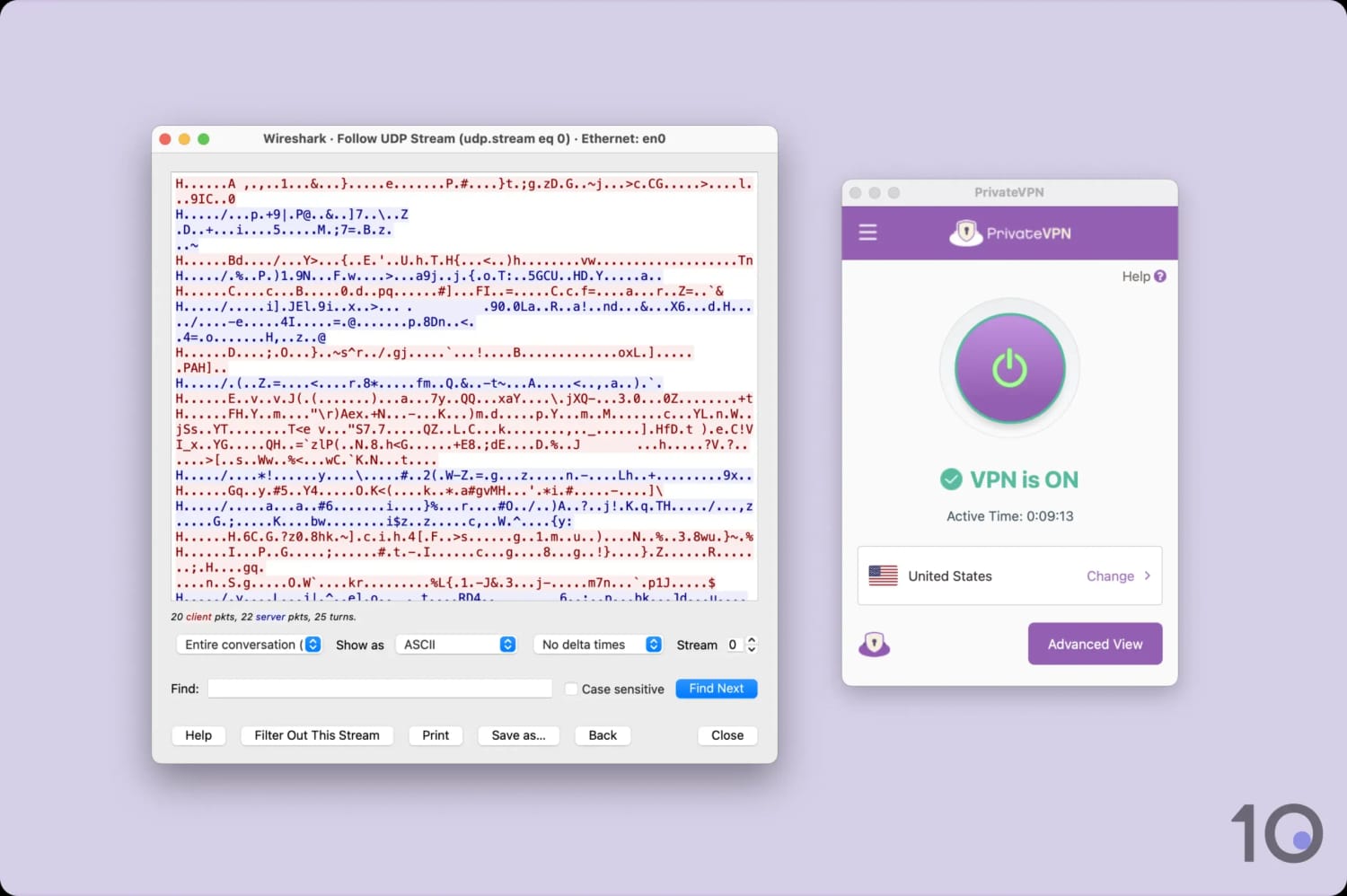 PrivateVPN Wireshark results