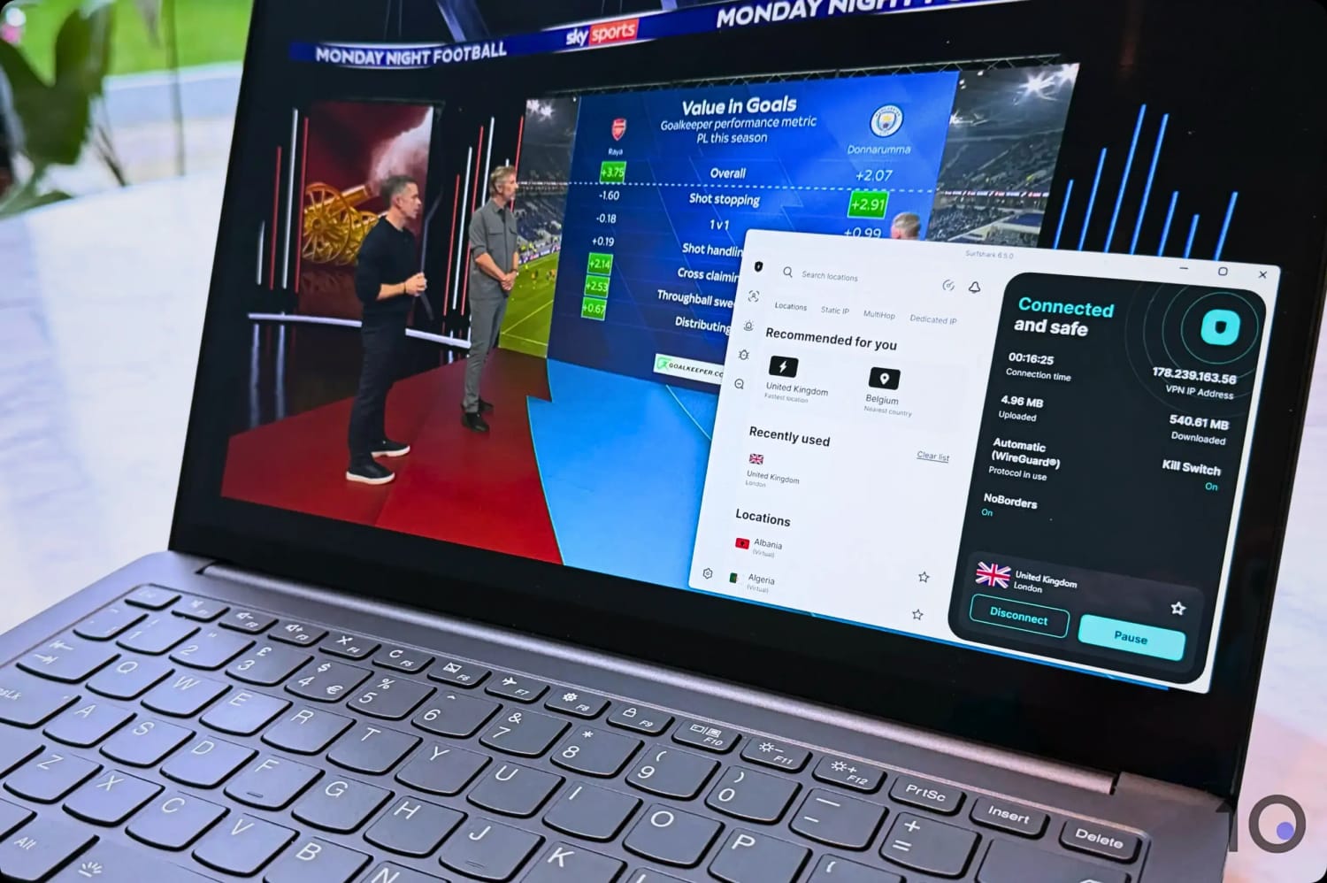 Watching the Premier League on Sky with Surfshark