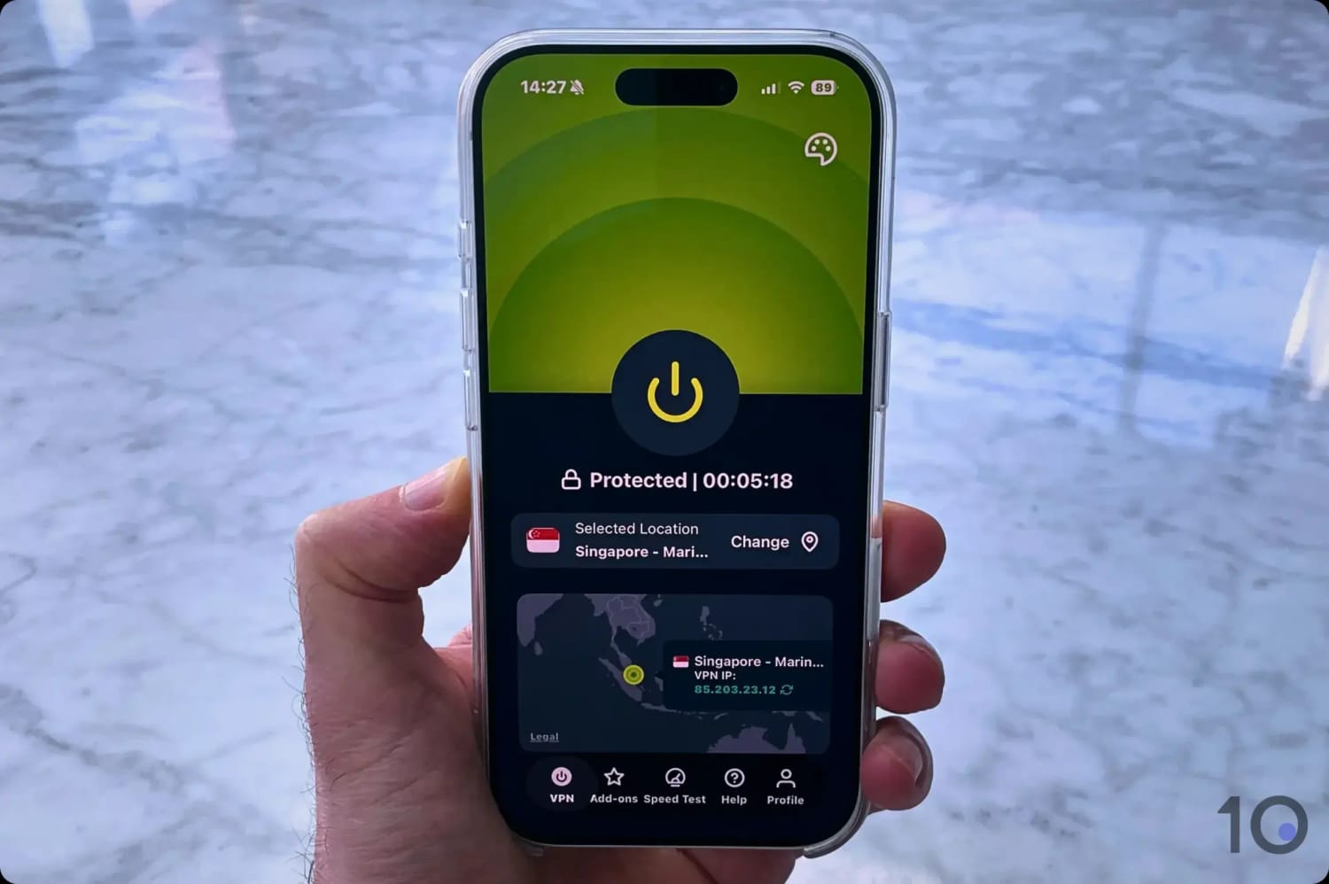 Getting a Singaporean IP address using ExpressVPN.