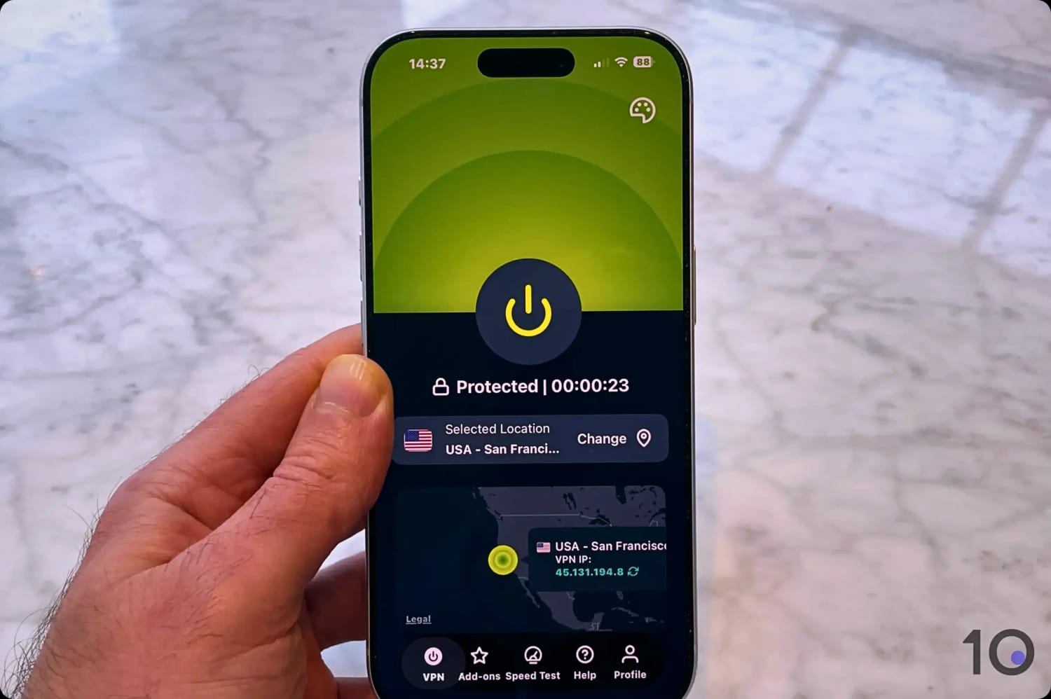 Using One of ExpressVPN's US Servers on iPhone