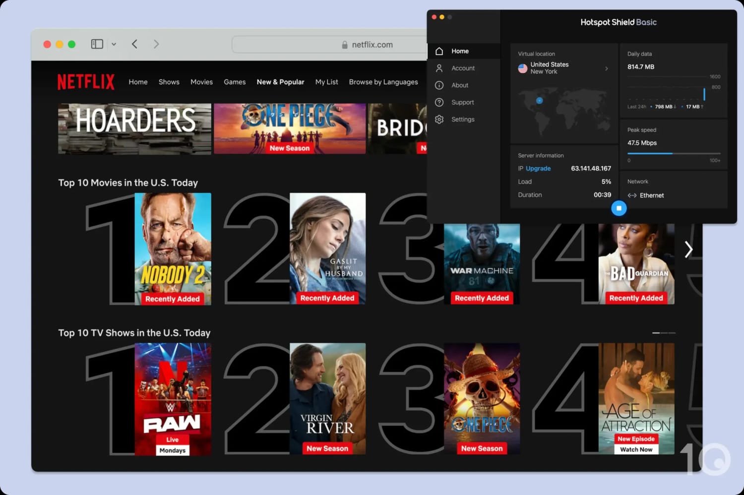 Hotspot Shield's free US server location works with US Netflix