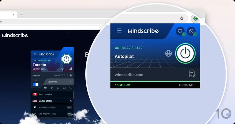 Windscribe's VPN extension for Chrome