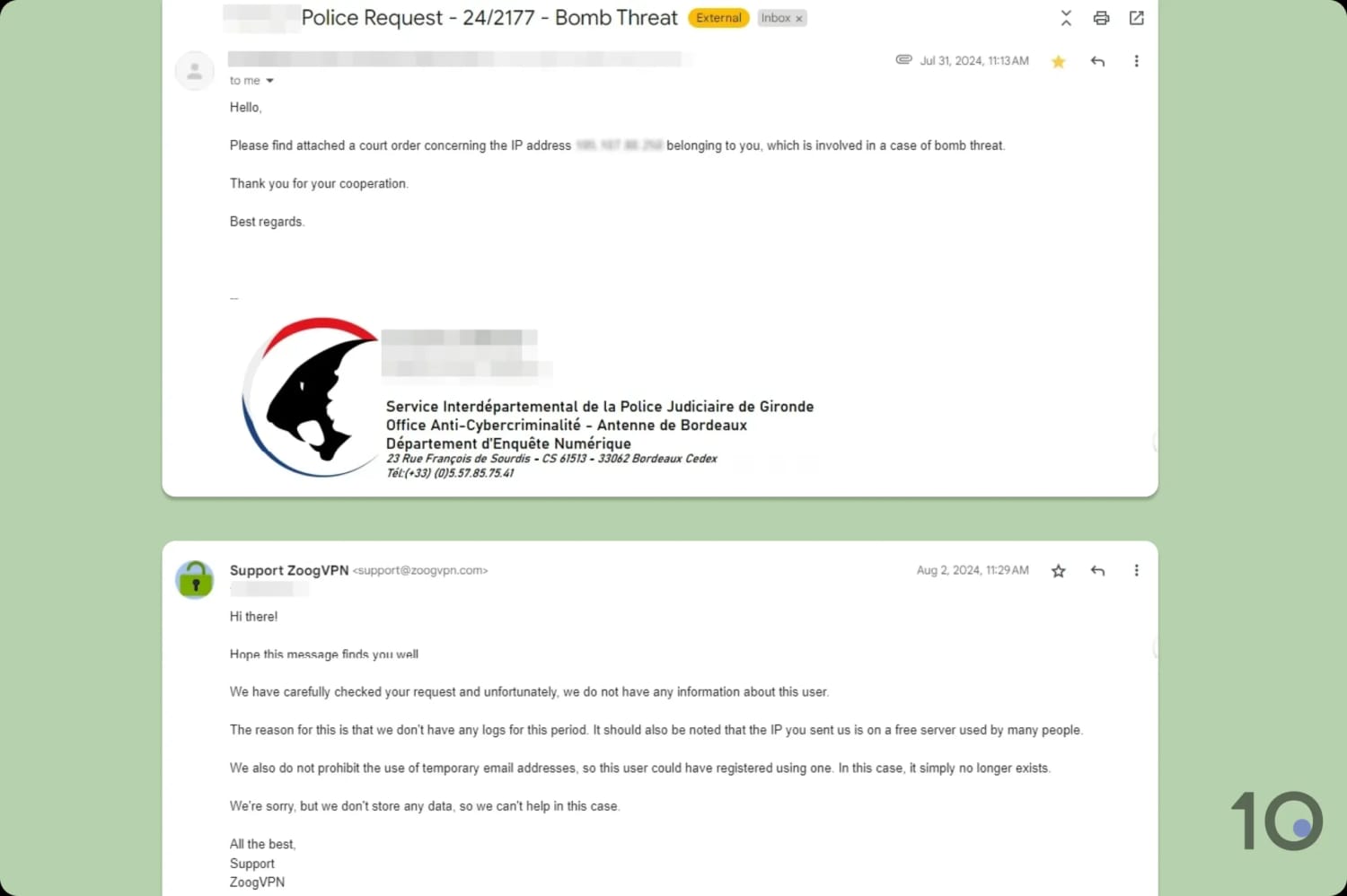 ZoogVPN unable to share information on a user.