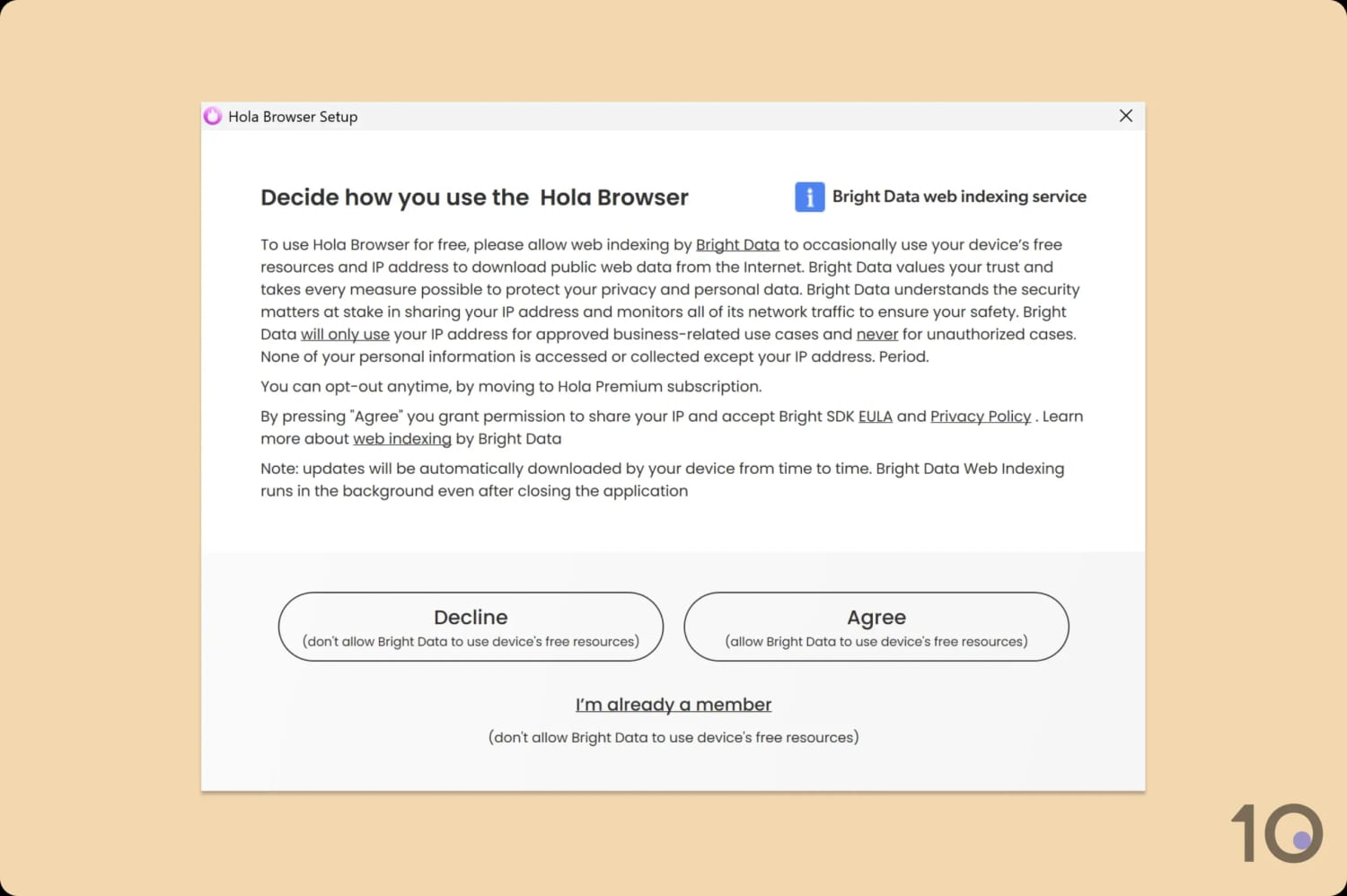 Hola VPN's Bright Data agreement.