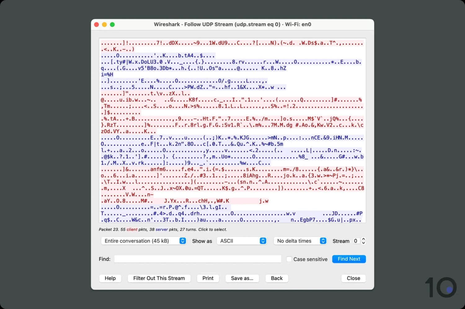 Using Wireshark to test Kaspersky VPN's encryption.