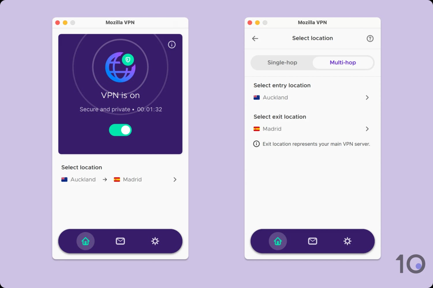 Mozilla VPN's multi-hop feature.