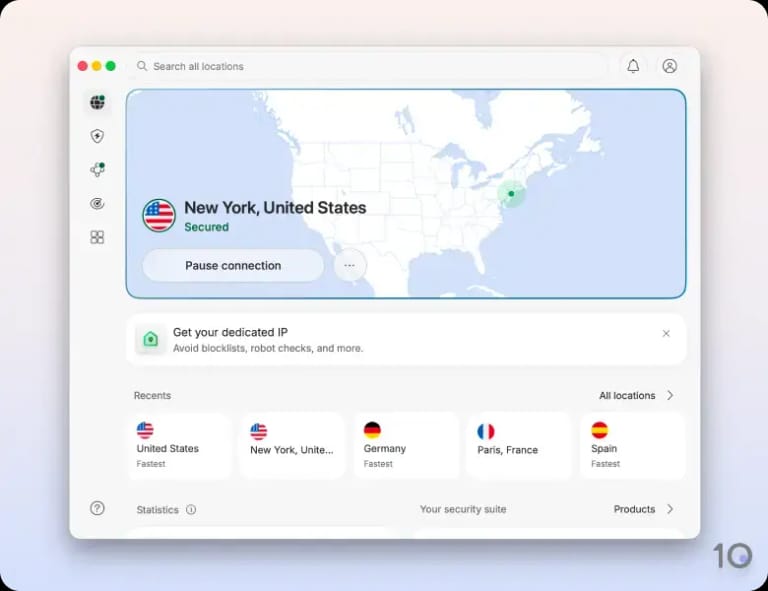 NordVPN's app for macOS.