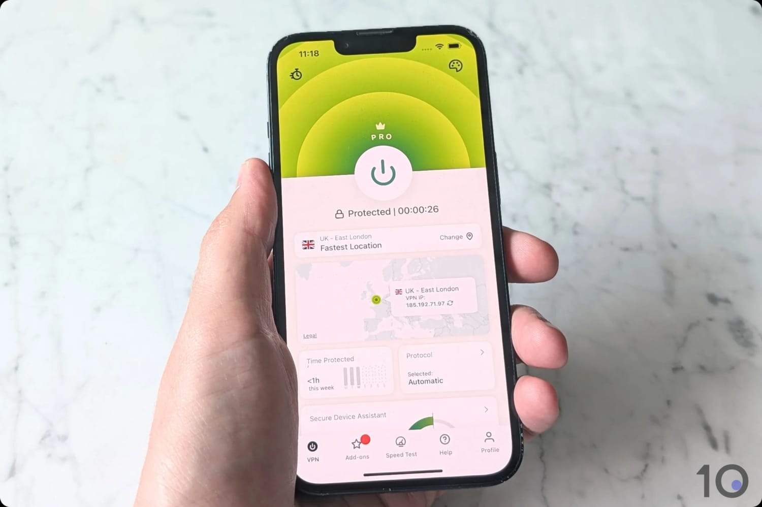 Connected to one of ExpressVPN's London servers.