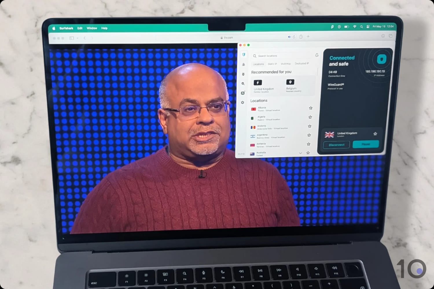 Using Surfshark to unblock The Chase via ITVX.