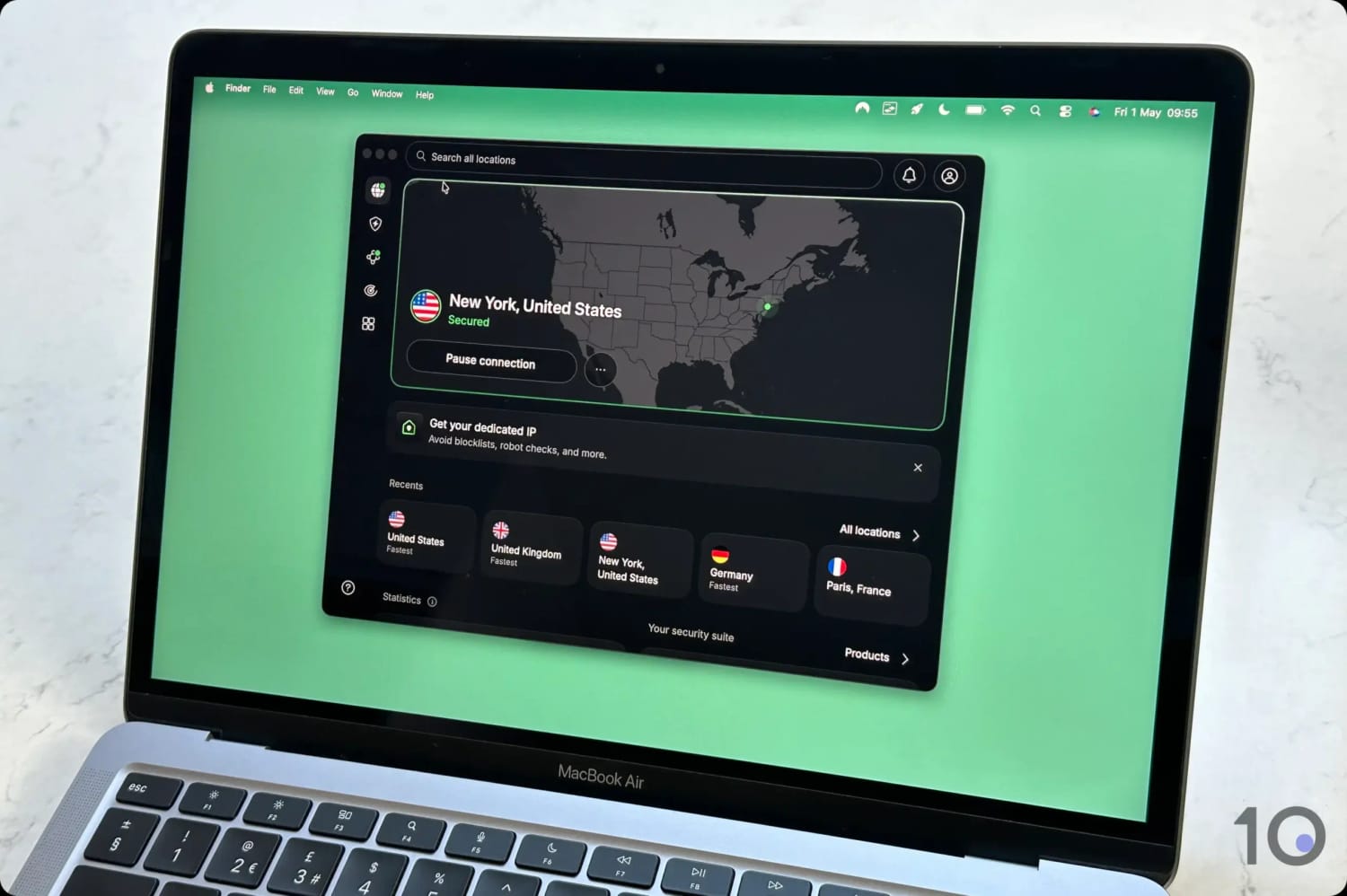 NordVPN's application for Mac.