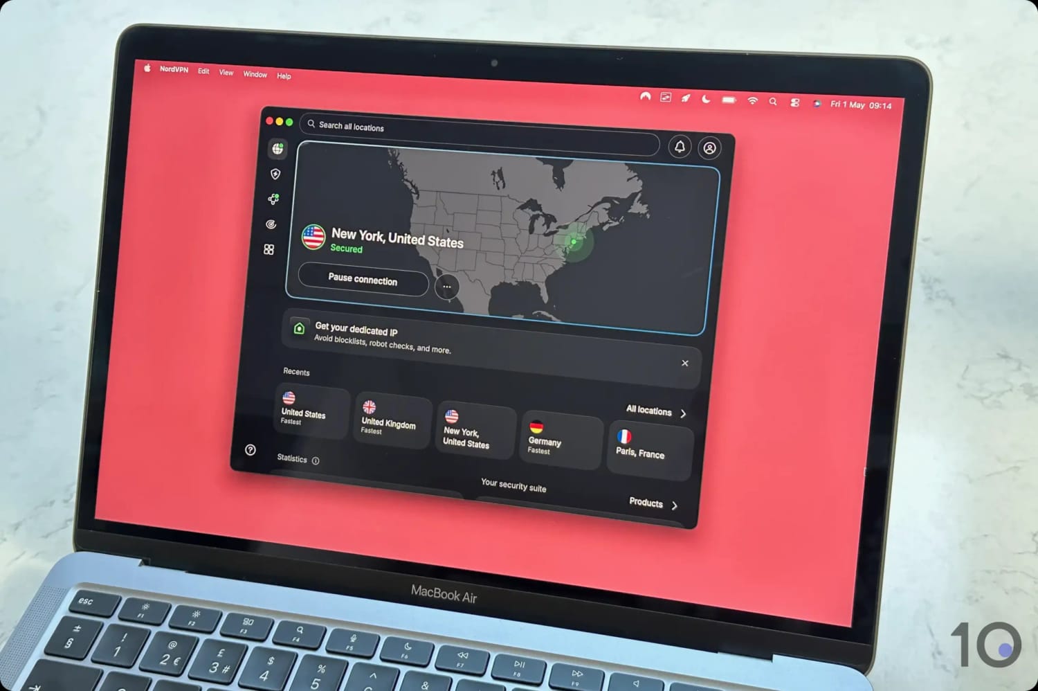 NordVPN's app for Mac.