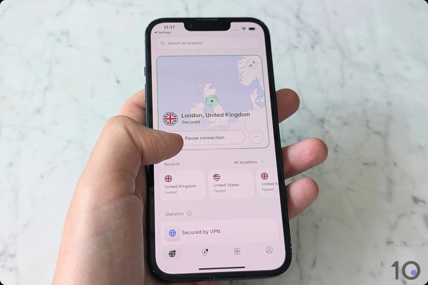 Connected to a NordVPN UK server.
