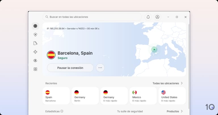 Aplicación de NordVPN para Windows