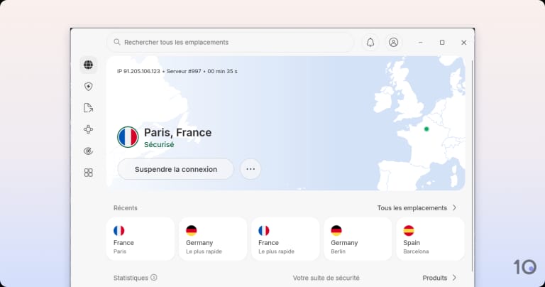 L'application Windows de NordVPN