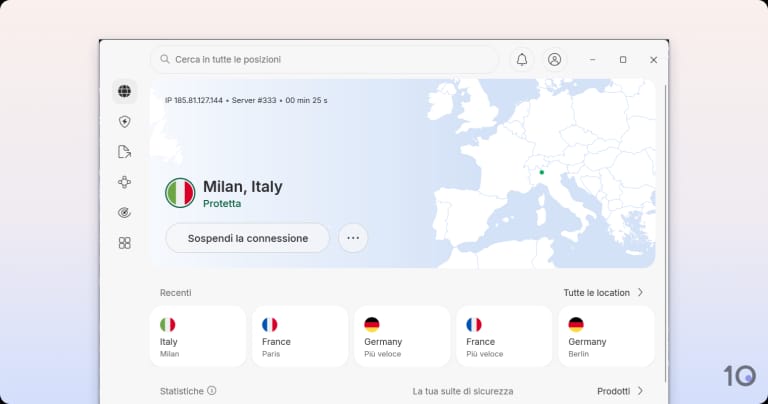 L'app di NordVPN per Windows