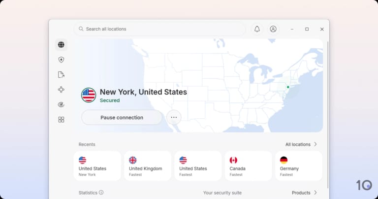 NordVPN Windows app.