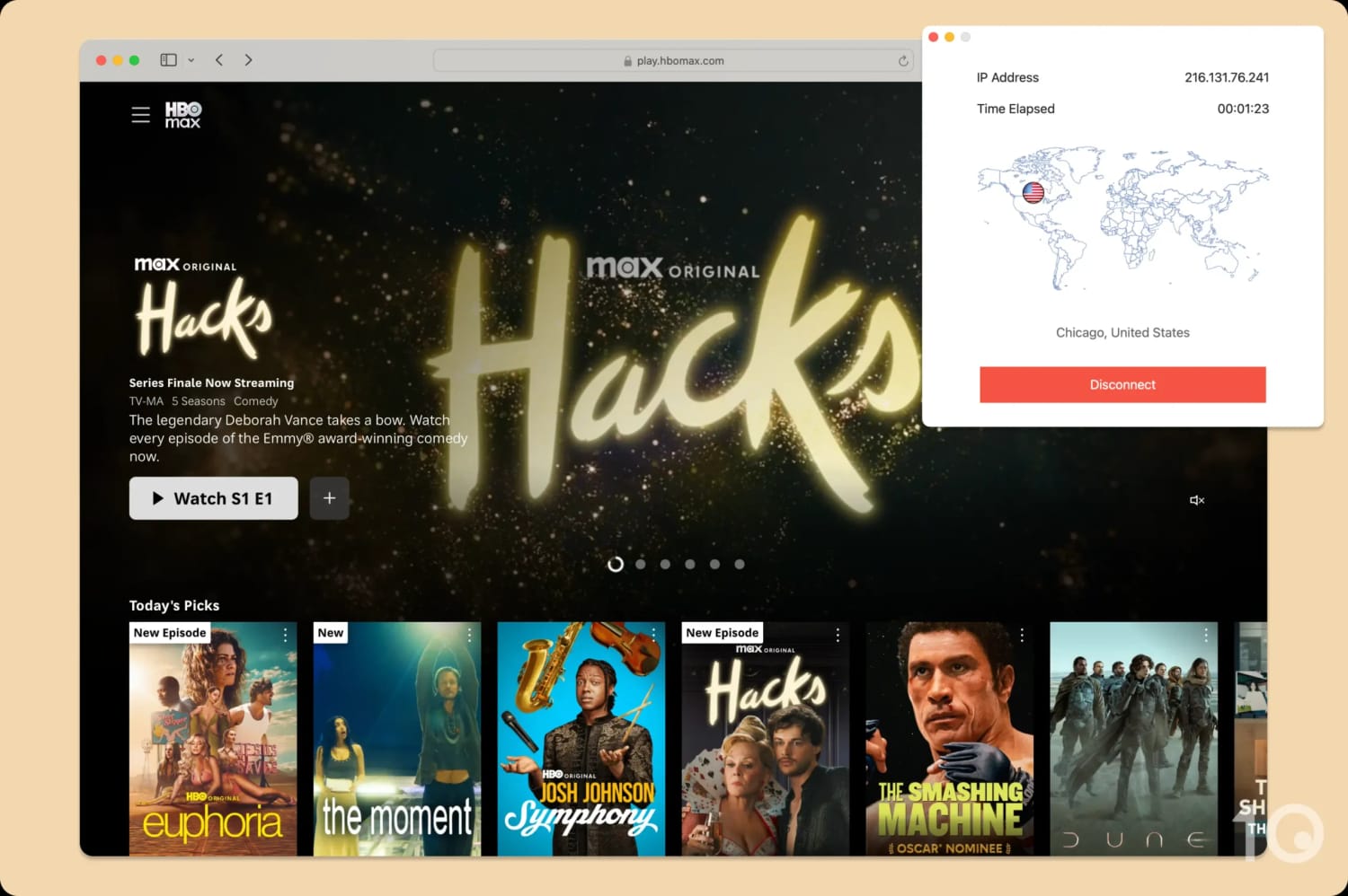 Unblocking HBO Max with StrongVPN.