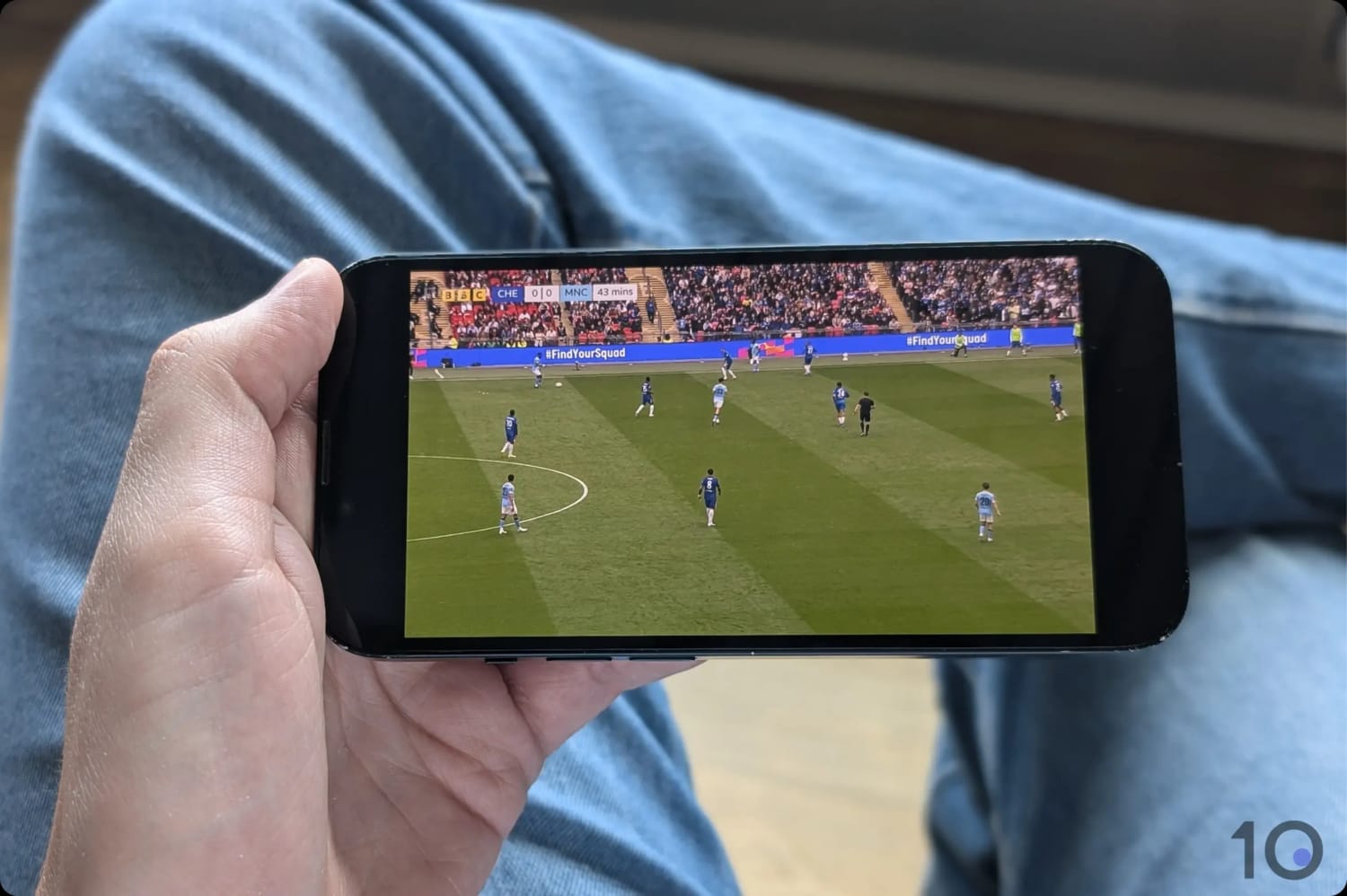 Watching the World Cup on an iPhone.