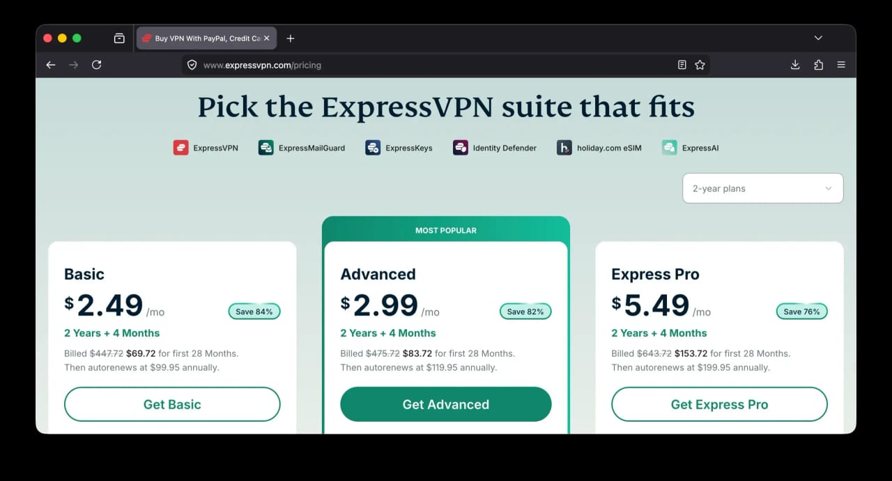 ExpressVPN 2026년 요금제