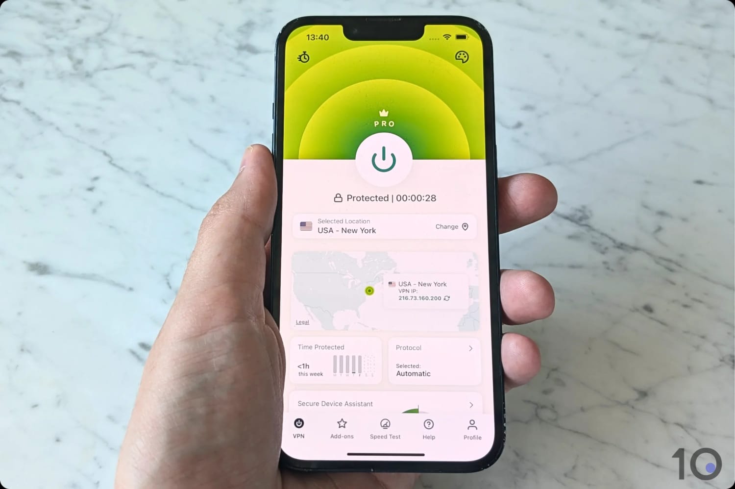 Using ExpressVPN's iPhone app,