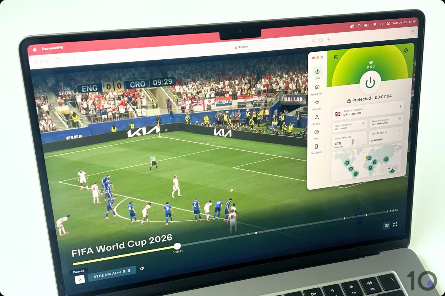 Streaming the 2026 World Cup on a MacBook.