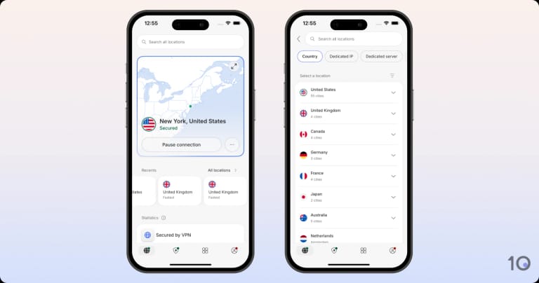 NordVPN's iOS app.