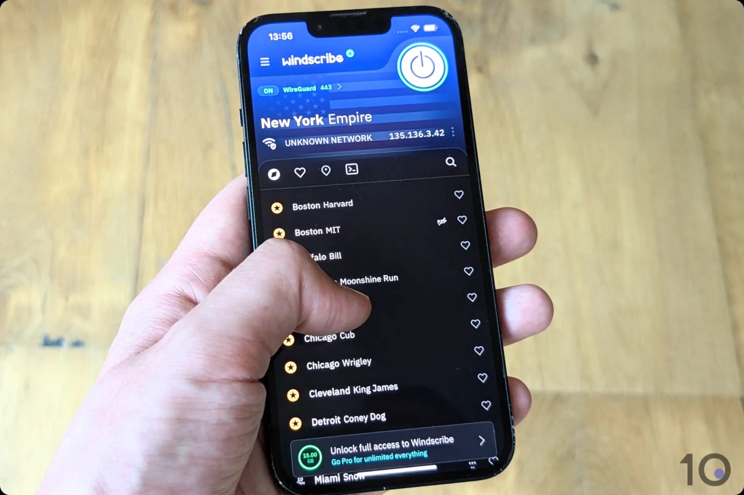 Using Windscribe's free VPN app on iOS.