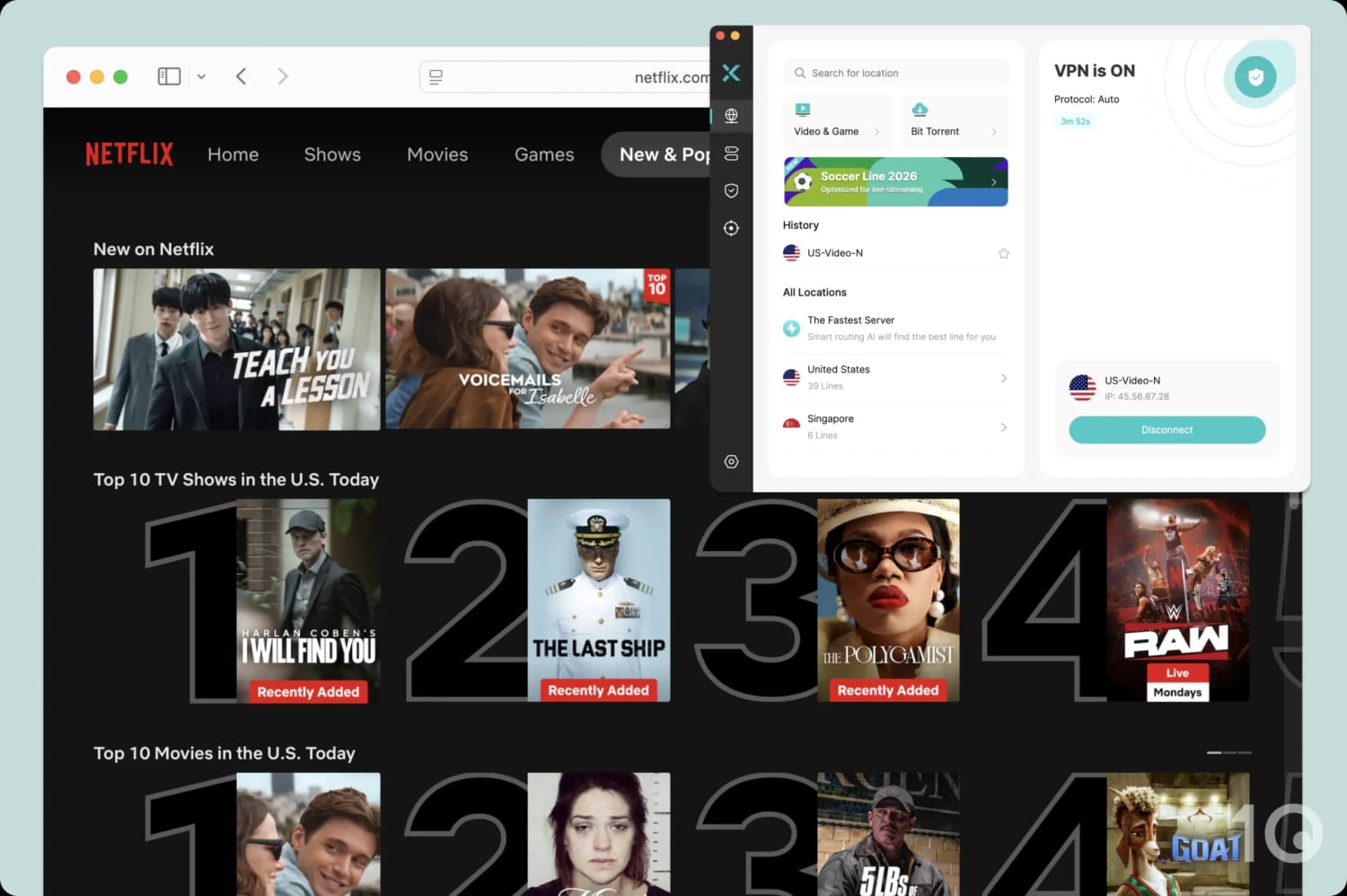 Using X-VPN to unblock US Netflix.