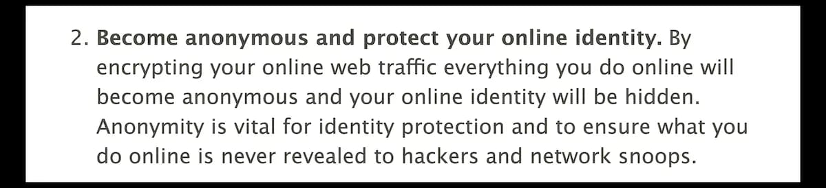 Extract from HideMyAss's archived homepage