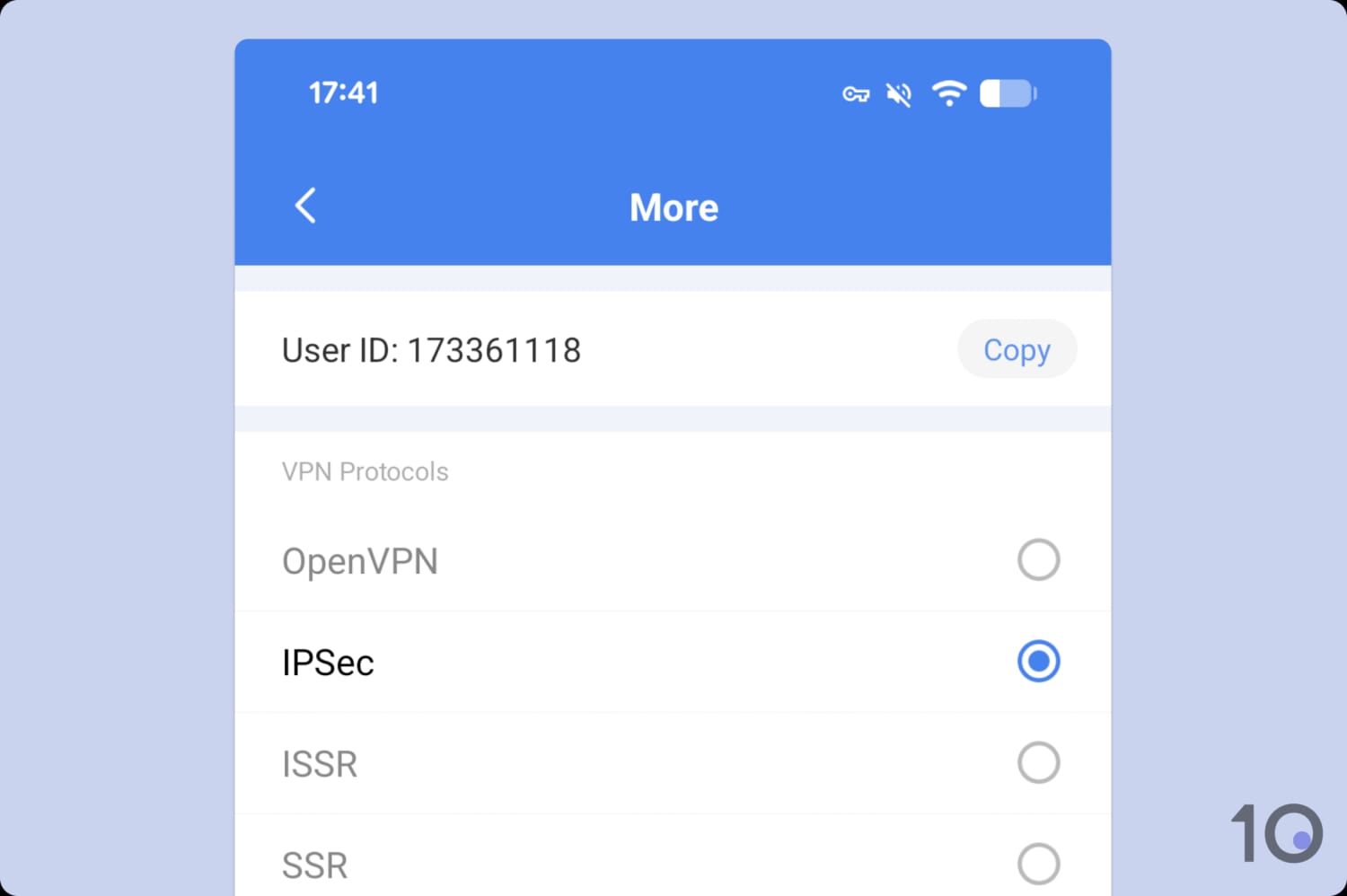 screenshot of the Snap VPN protocols menu with IPSec selected.