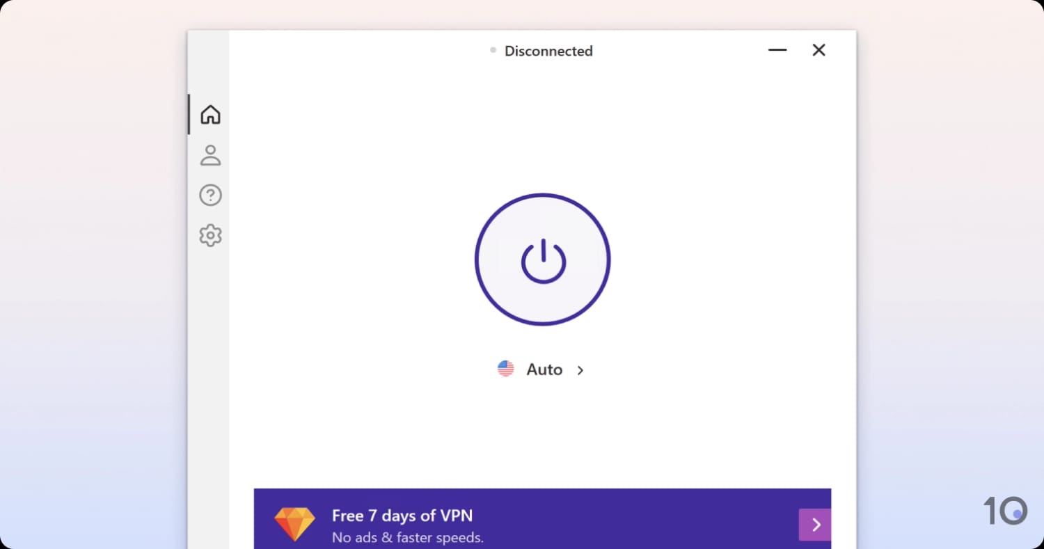 Screenshot of the VPN 360 Windows app.