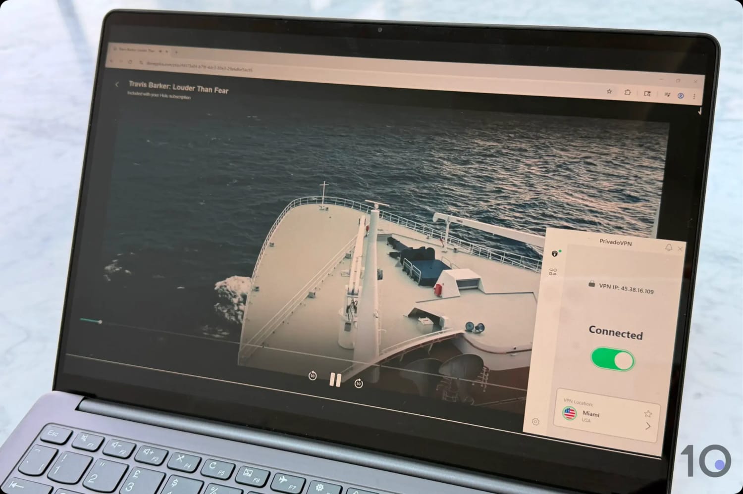 Watching Hulu using one of PrivadoVPN's free US locations.