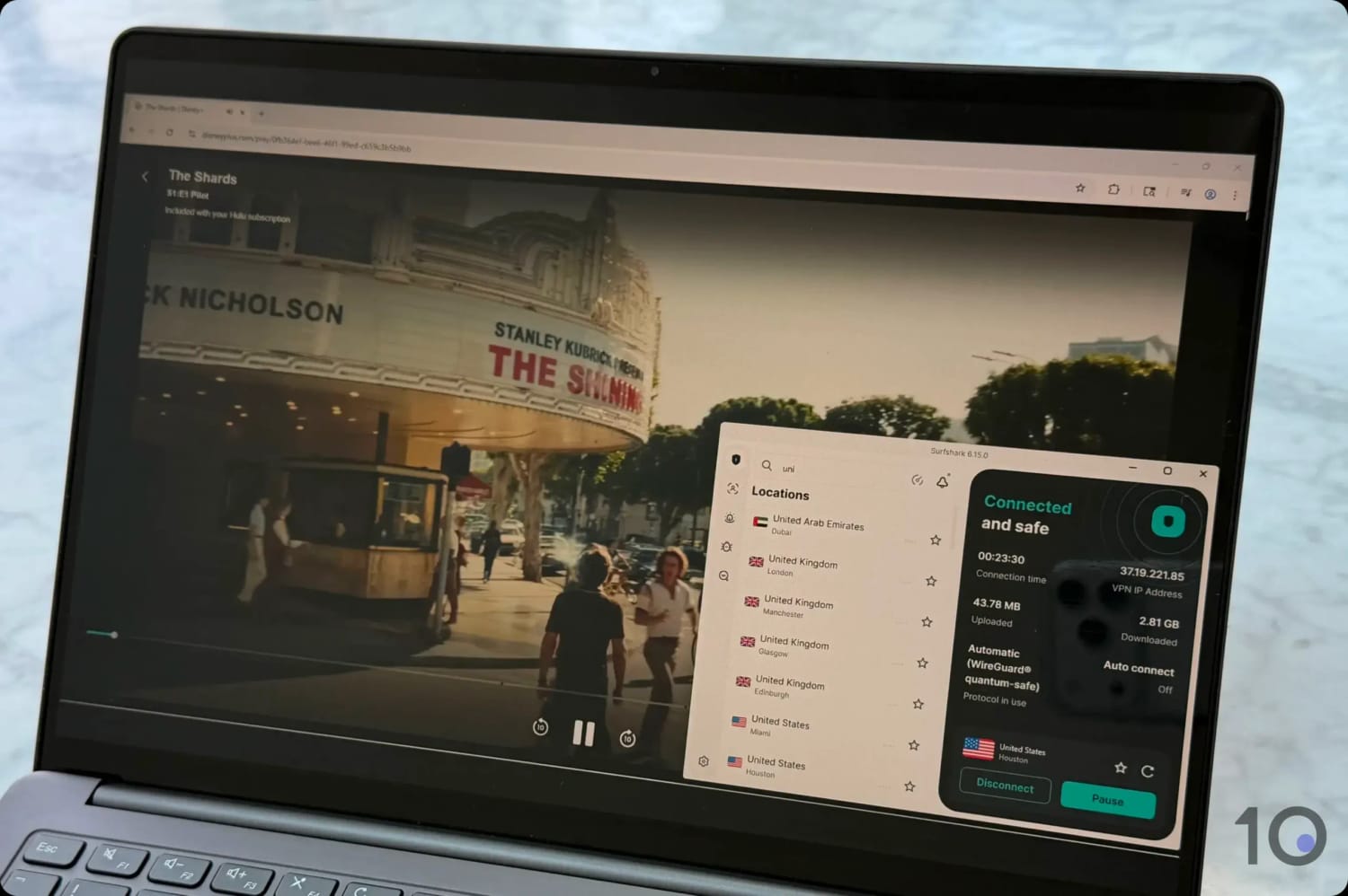 Streaming Hulu with Surfshark.