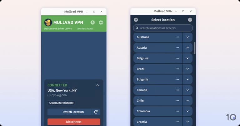 Mullvad Linux app.