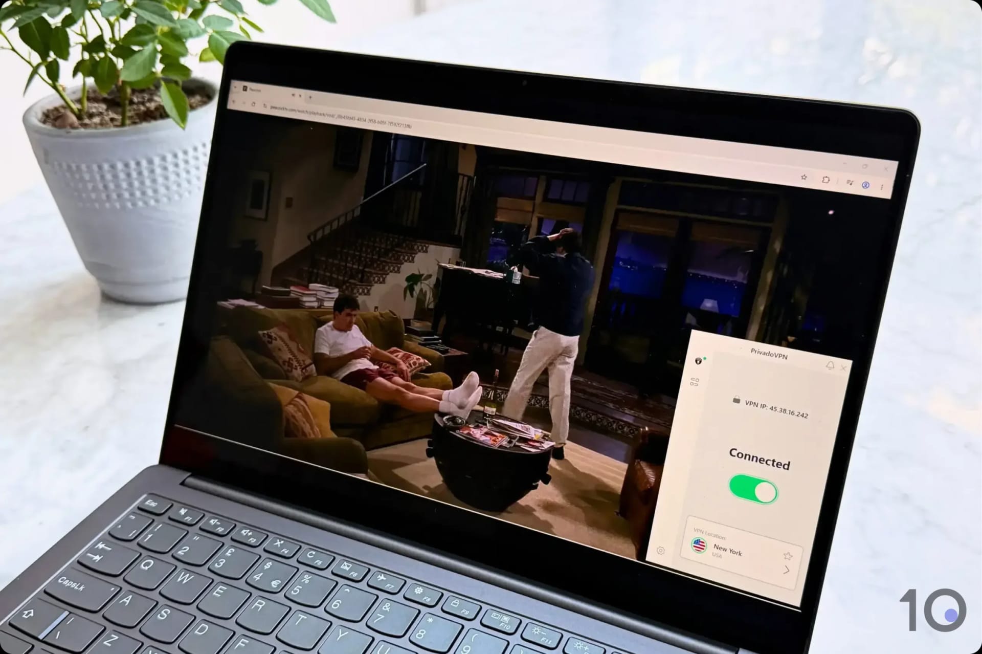 Streaming Peacock with one of PrivadoVPN's free US servers.