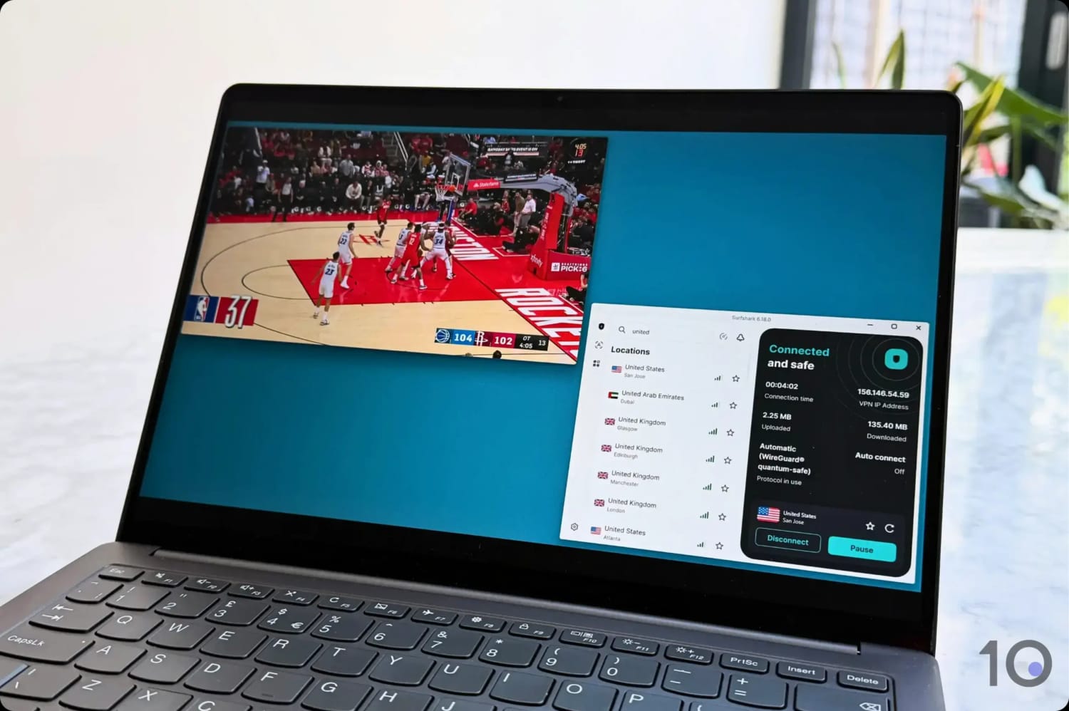 Streaming NBA League Pass with Surfshark.