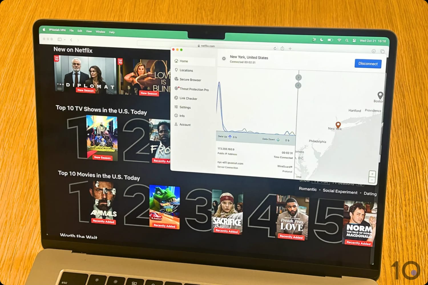 Unblocking US Netflix with IPVanish.