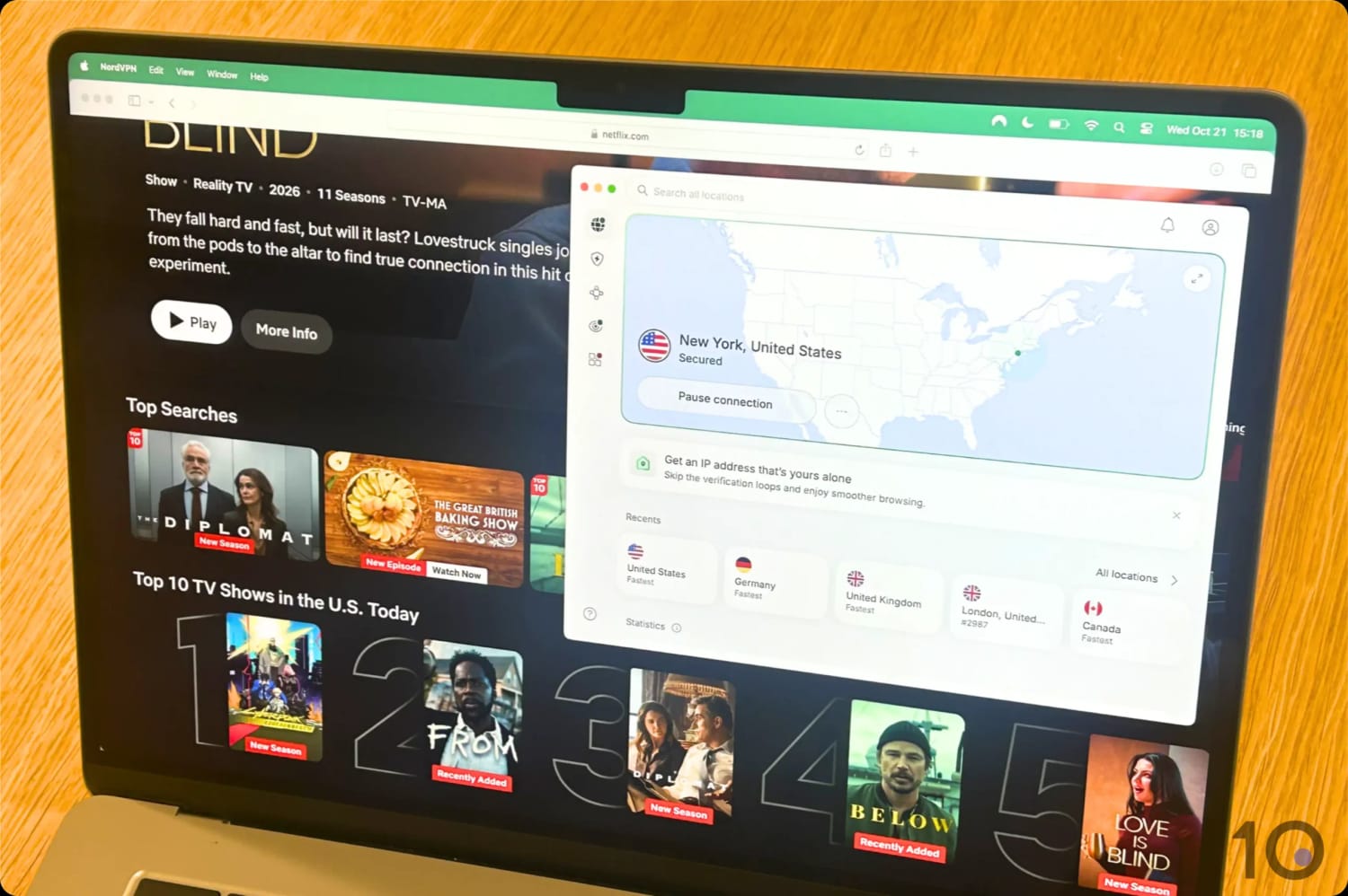 Unblocking US Netflix with NordVPN.