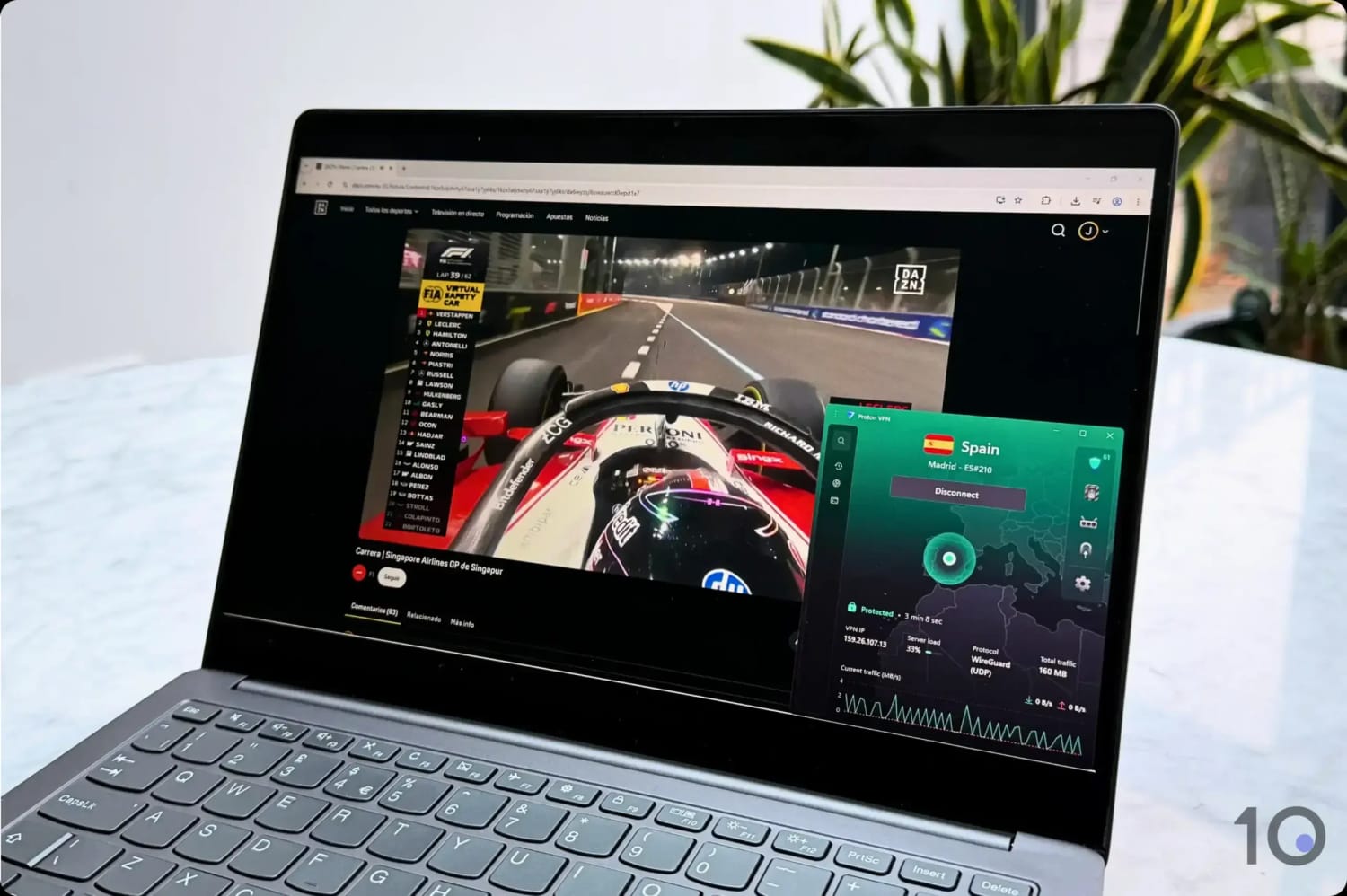 Streaming Formula 1 on DAZN Spain with Proton VPN.