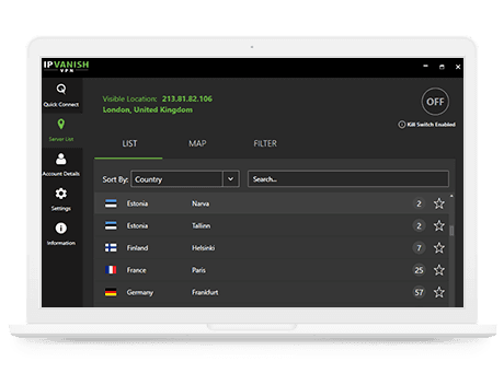 IPVanish desktop screenshot