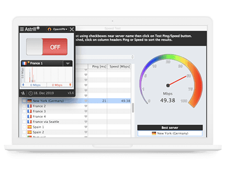 Schermata dell’app per desktop di Astrill