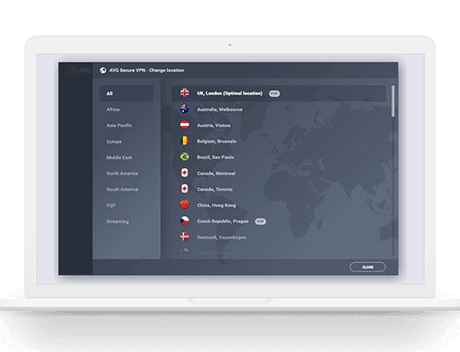 Graphic showing AVG Secure VPN on a laptop computer