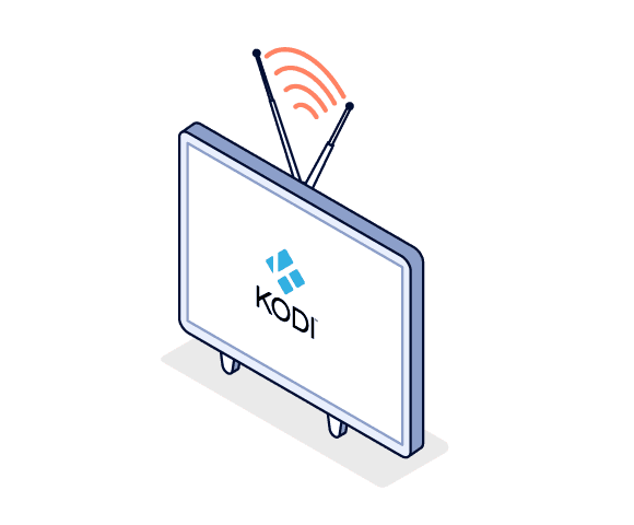 Imagen de una televisión con el logo de Kodi en el medio.